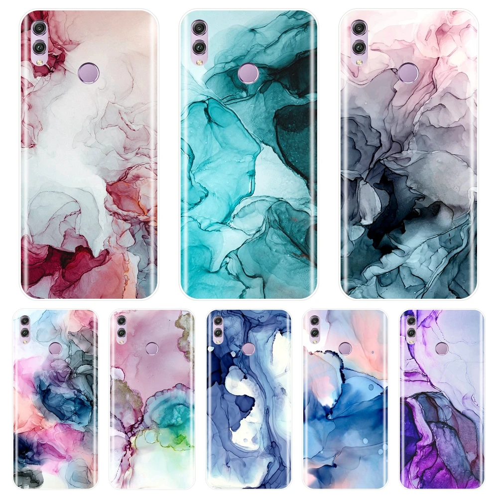 Чехол для телефона Huawei Honor 7 8 9 10 Lite Мягкая силиконовая задняя крышка с мраморным
