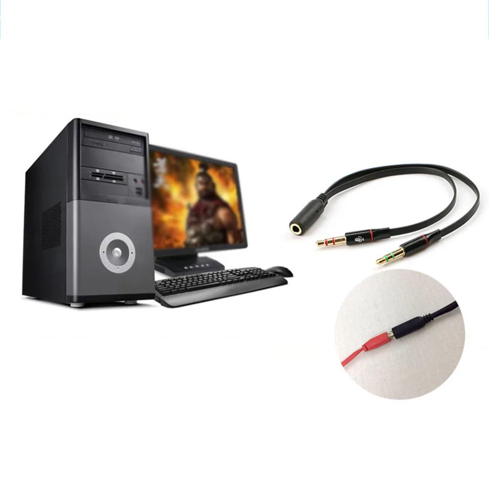 3 5 мм черный аудиокабель для наушников разветвитель микрофона адаптер 1 гнездо на