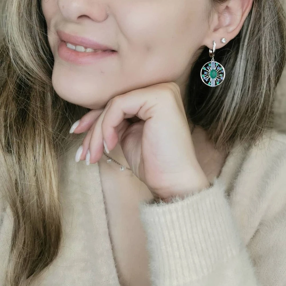 GEM'S BALLET 2.58Ct Natural Agate Gemstone Earrings 925 Sterling Sliver Vintage Palace Drop For Women Fine Jewelry | Украшения и