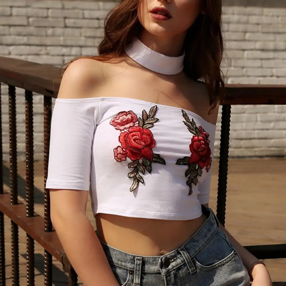 Футболки Для женщин милая Цветочная вышивальная сетка футболки сексуальная