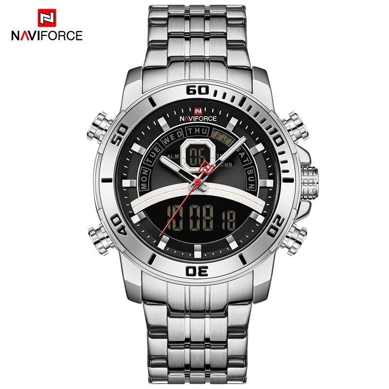 NAVIFORCE цифровые светодиодные спортивные часы для мужчин Топ бренд класса люкс