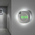 Светодиодная настенная лампа с датчиком движения, умная лампа на магните, комнатный ночсветильник с часами для спальни, коридора, ТВ, светильник щение