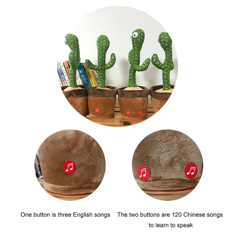 

Dancing Cactus Toy Electronic Shake Dance With 120 Songs Light Recording Speaker Childhood Education Toy Home Decor