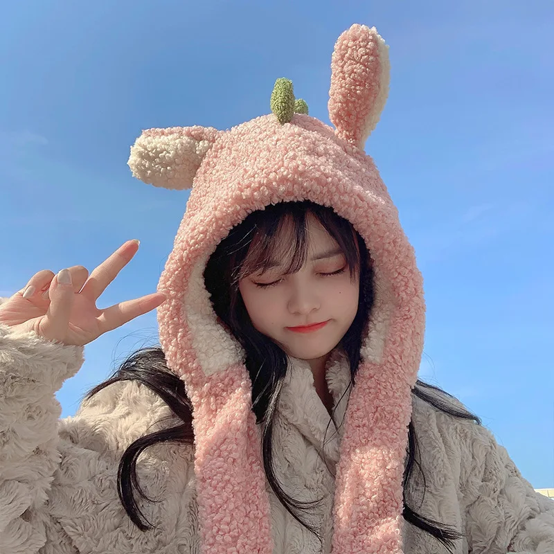 2021 Милая забавная шапка с маленьким динозавром Женская осенне-зимняя плюс