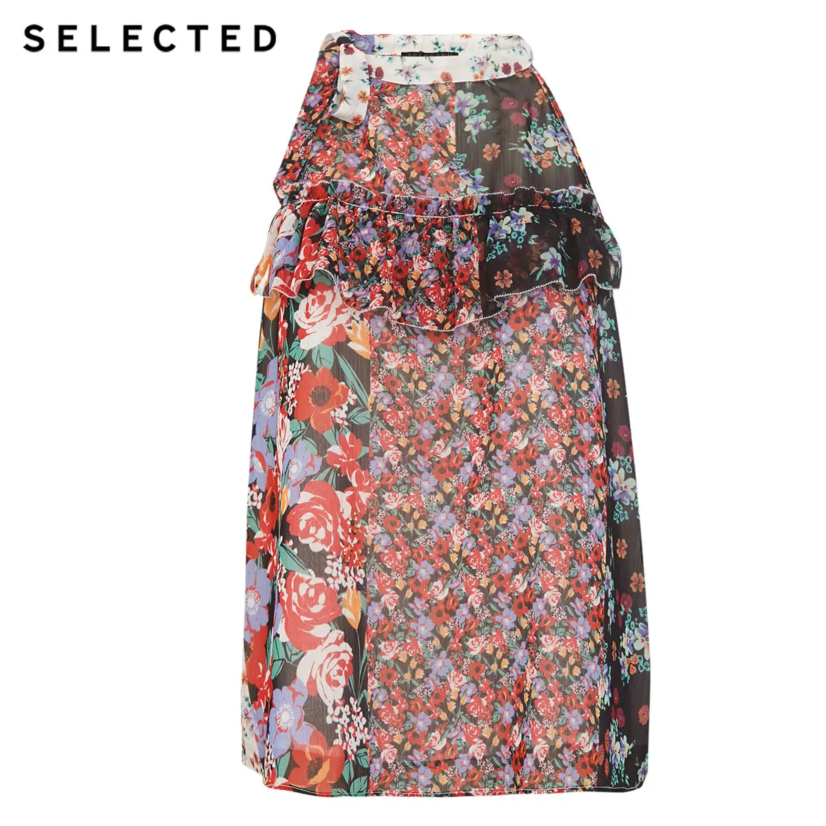 

SELECTED Women's Lace-up Floral Sleeveless Printed Chiffon Tops S|419251510