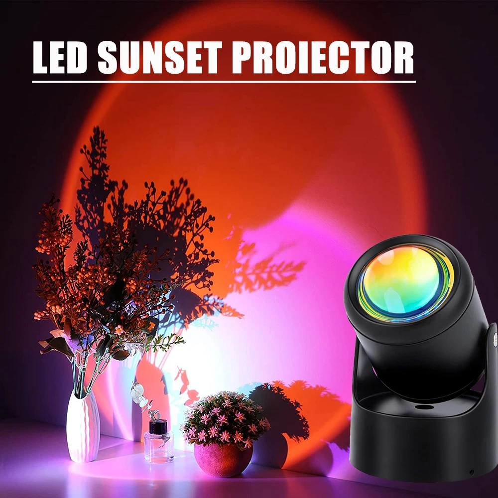 

USB LED Night Light Rainbow Sunset Atmosphere Proiector for Home BedroomBackground Wall Decoration Shop Bar Wall Background Lamp