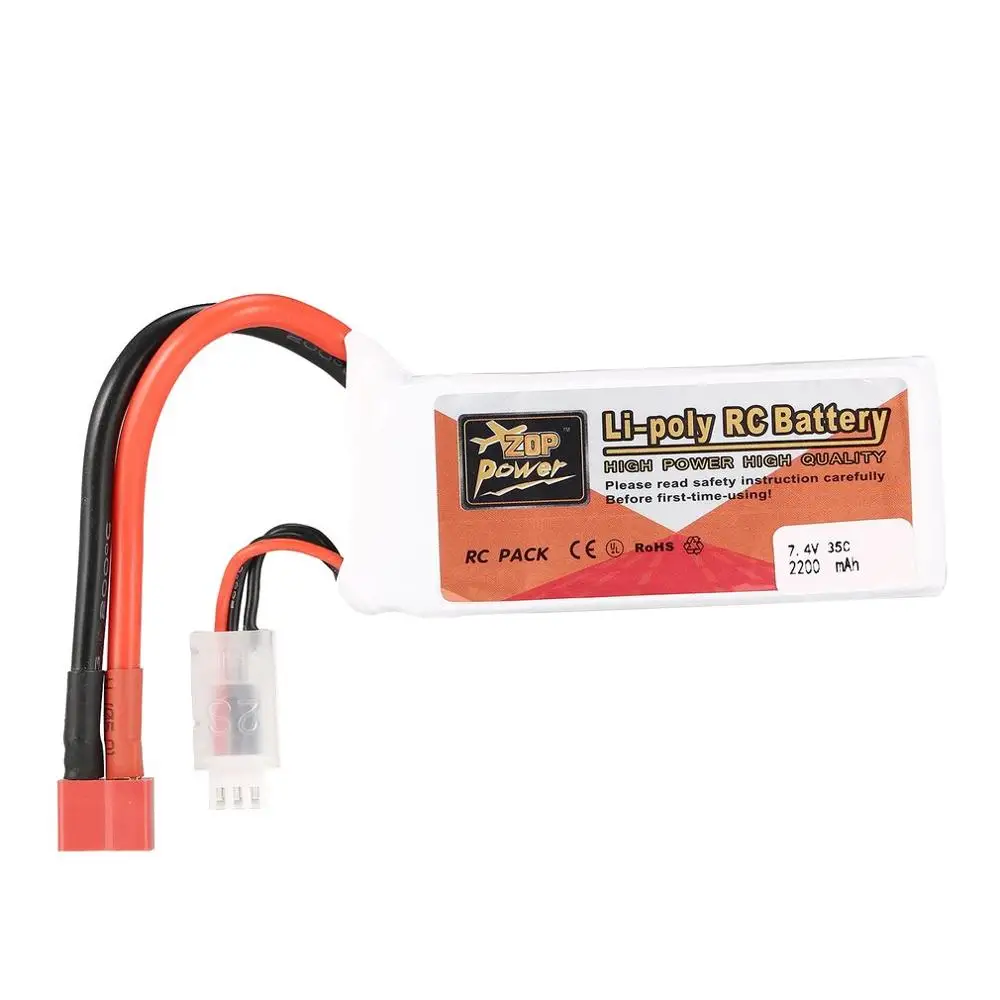 ZOP Power RC 7 4 V 2200mAh 35C 2S 2S1P Lipo батарея T Plug перезаряжаемая для радиоуправляемого