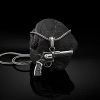 retro style revolver mens necklace pendant accessories pure tin weapon pendant mens necklace