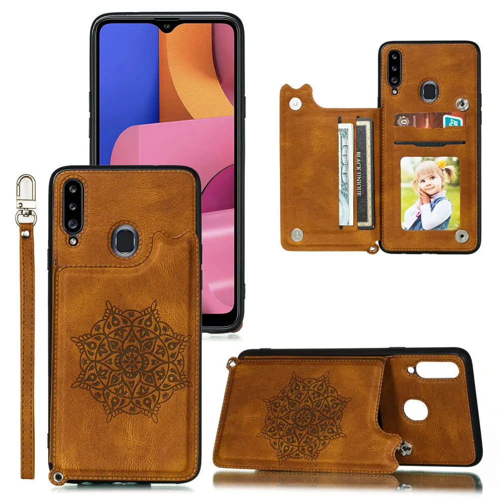 Флип чехол для SAMSUNG A20 S кошелек с мандалой слот карт Магнитная задняя крышка Samsung