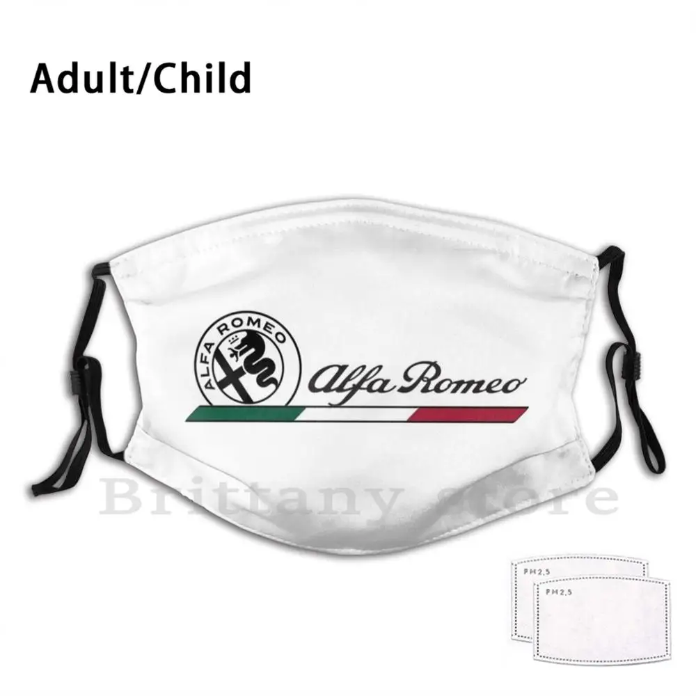 

Alfa Romeo Classic Italy Adult Kids Reusable Pm2.5 Filter Mask Alpha Alfa Romeo Biscione Cuore Sportive Sports Cars Italy