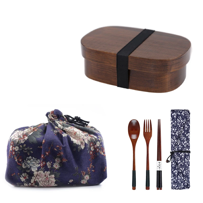 Unibird японская квадратная деревянная коробка для ланча с сумкой и ложкой палочки