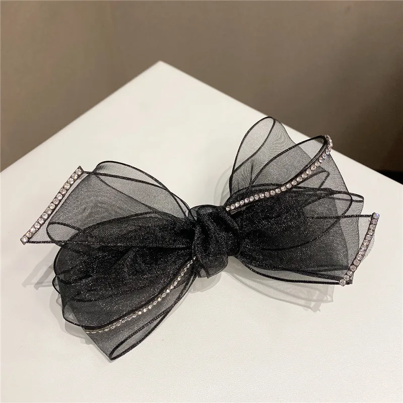 Роскошные заколки для волос из органзы с бантом девочек шпилька Стразы Фея