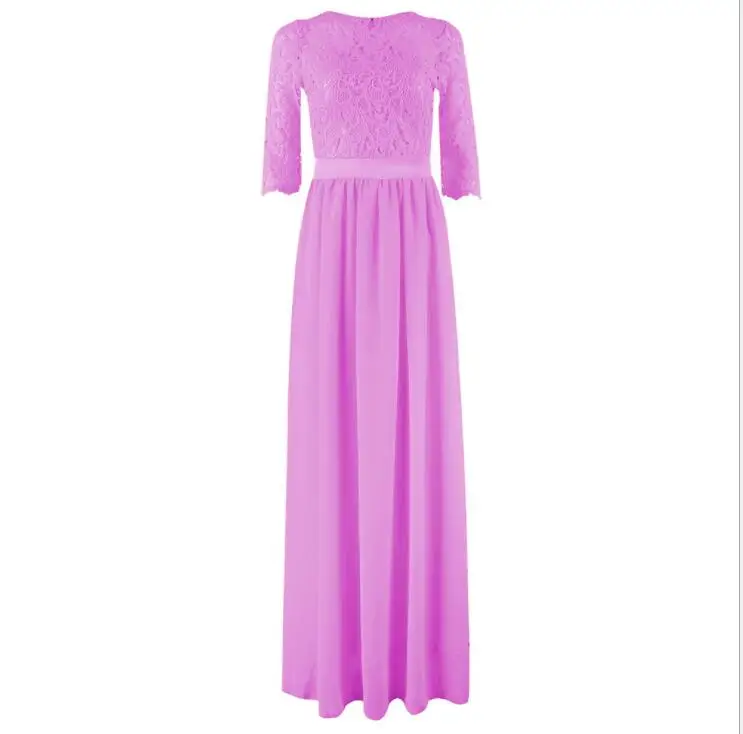 maxi dress Летнее женское кружевное длинное платье Вечерние шифоновое макси-платье с коротким рукавом Jurk розовый синий белый красный халат Longue Lady Vestido Largo - Цвет: maxi dress