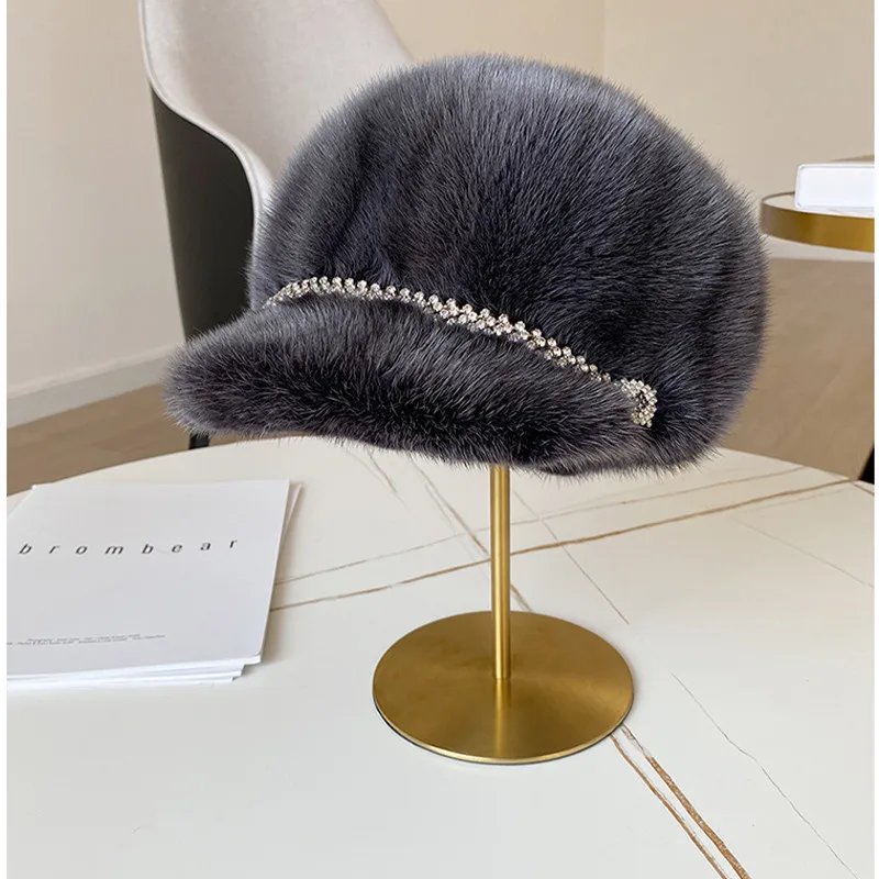 Зимние меховые шапки для женщин стильная теплая натуральная цельная норковая