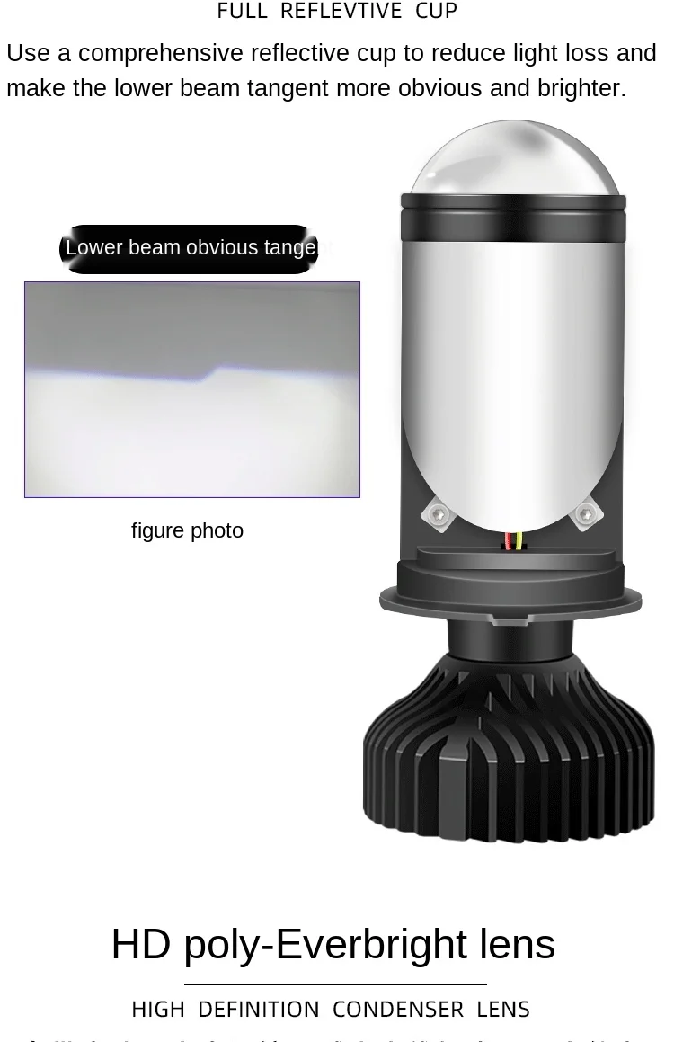 

Dual Light Lens High Power H4 Headlight Super Bright Spotlight Far and near Light Integrated H4 Modified Car LED Bulb