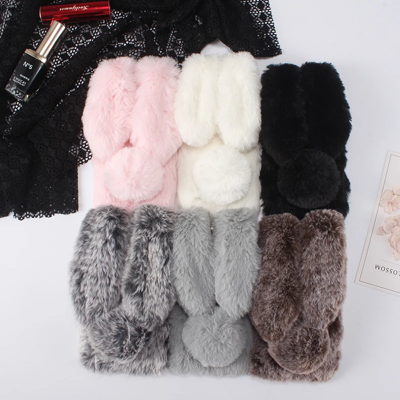 DIY мягкий пушистый популярный кролик Красивый Стильный чехол для защиты телефона