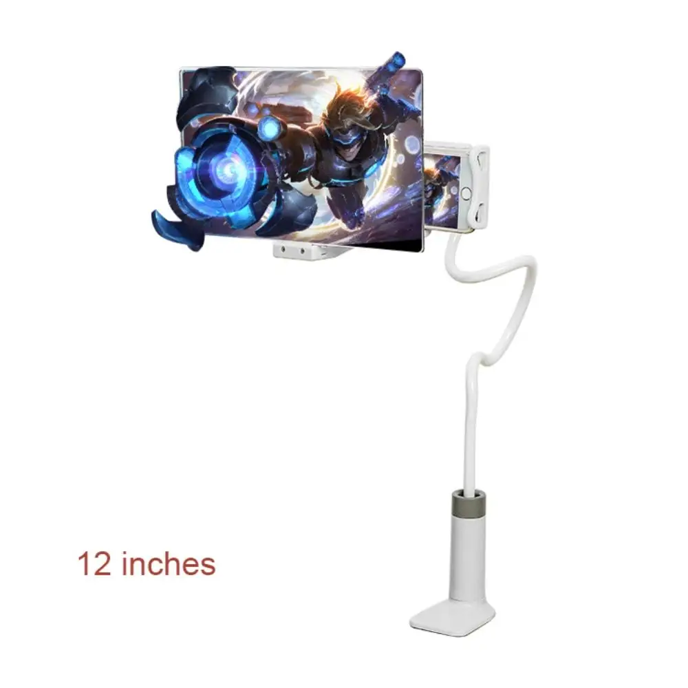 white 12 inch 8/12 дюймовый 3D экран усилитель мобильного телефона увеличительное 360 Вращающийся гибкий складной длинный держатель ленивый держатель для телефона настольная подставка - Цвет: white 12 inch