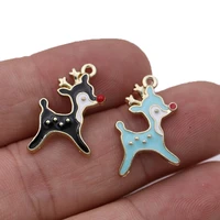 6pcs gold color enamel pink sika deer charm pendant for jewelry making bracelet necklace diy earrings accessories handmade craft