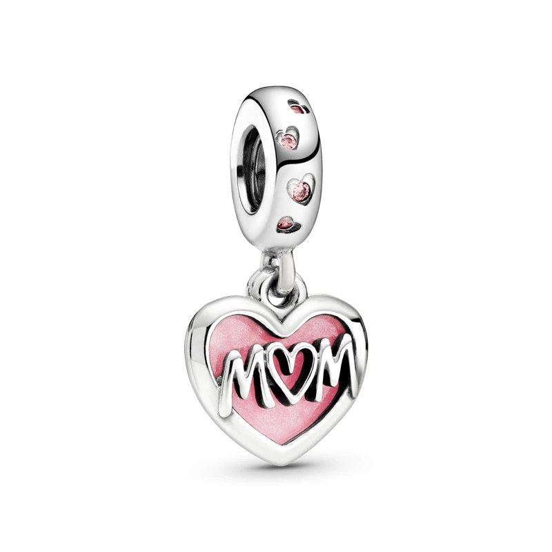 

Hot Sale 925 Sterling Silver Beads Mum Mom Script Heart Dangle Charm Fit Original Pandora Bracelet Jewelry Gift For