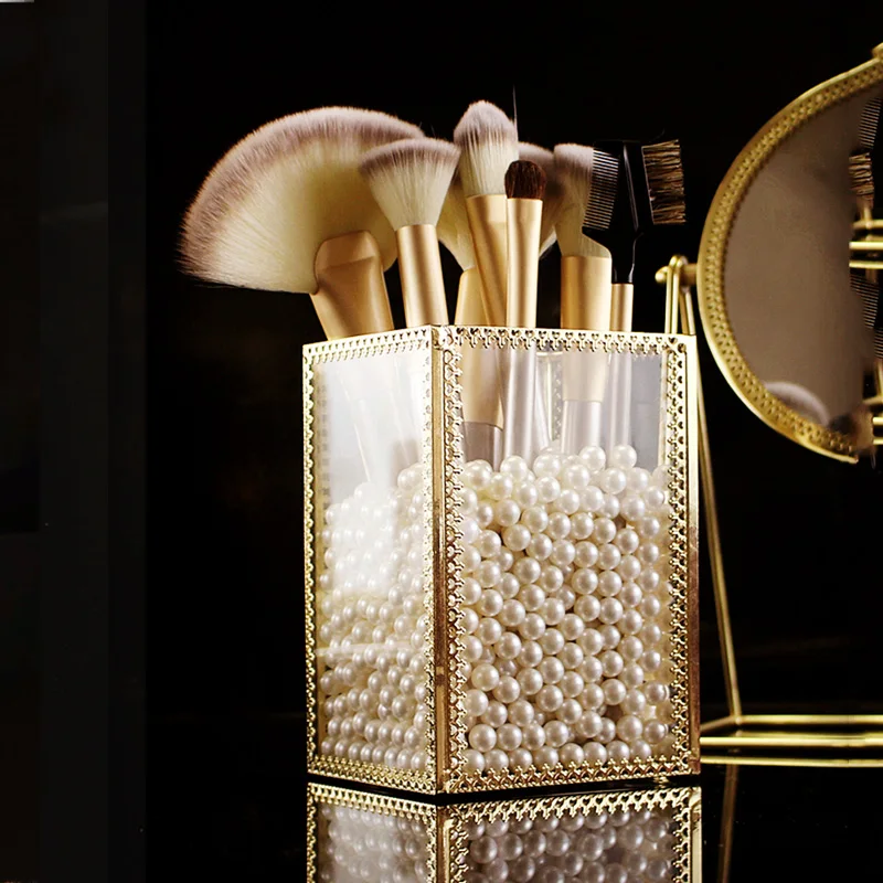 Новый европейский стеклянный органайзер для хранения кистей макияжа карандаш