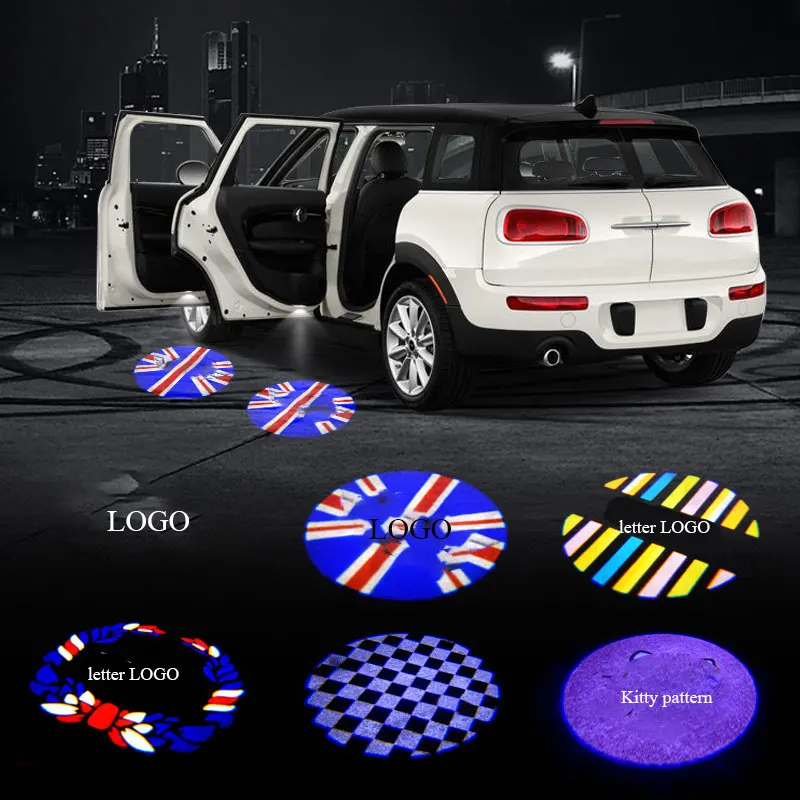 2PCS Car Door Welcome Light Logo LED Mood Projector For Mini Cooper R55 R56 R60 F54 F55 F56 F60 Styling Accessories