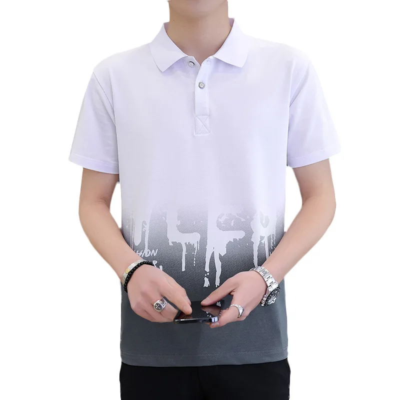 

LOVZON Summer Short-sleeved T-shirts Men Loose Ice Silk Thin Clothes On Lapel Polo Shirt Male Business And Leisure Travelers