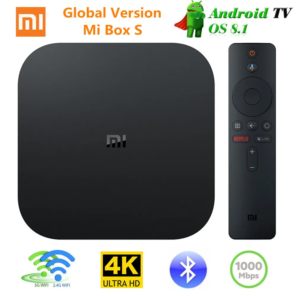 Глобальная версия оригинальной Xiaomi Mi Box S 4 Android 8 1 4K четырехъядерный Смарт ТВ