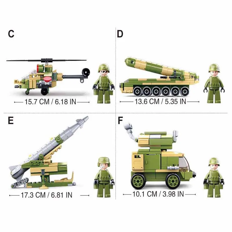 

6Pcs/lot Military S400 MISSILE LAUNCHER Vehicle Tank Armour Building Blocks Sets ARMY Air-defense Bricks Educational Kids Toys