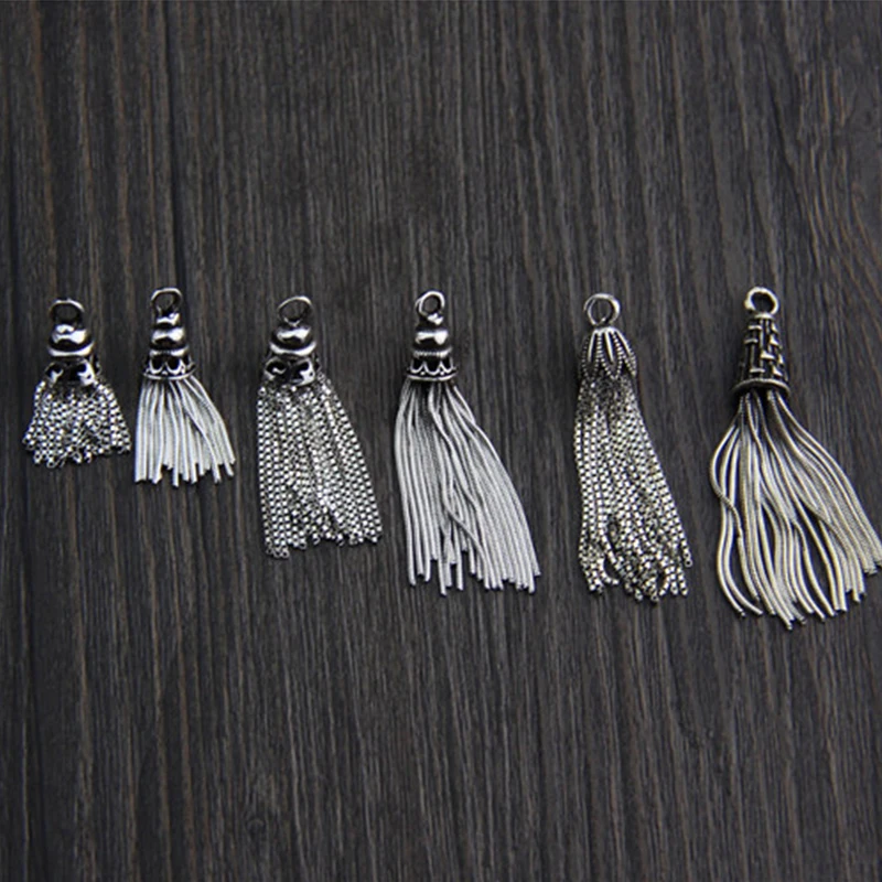 925 Sterling Silver Snake Chain Tassel Earring Pendant Fashion Vintage Charms Accessories Bracelet Necklace DIY Jewelry Making