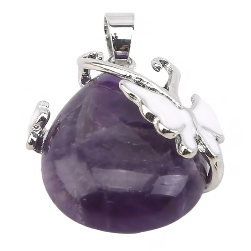 Кулон из натурального аметиста Модный кулон в виде крыльев бабочки ювелирное