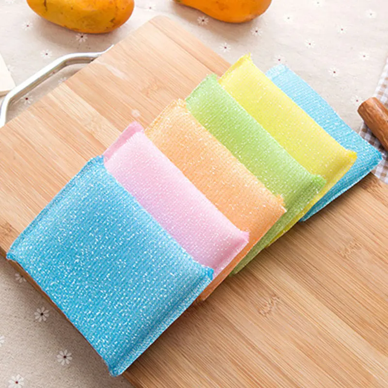 

Antibacterial Microfiber Kitchen Scouring Pads Double Side Sponges Scourer Non Odor Dish Scrubber Brush Great for Non Stick Pans