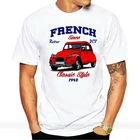Винтажная футболка из хлопка с изображением французского автомобиля, новинка, мужская летняя модная футболка, европейский размер