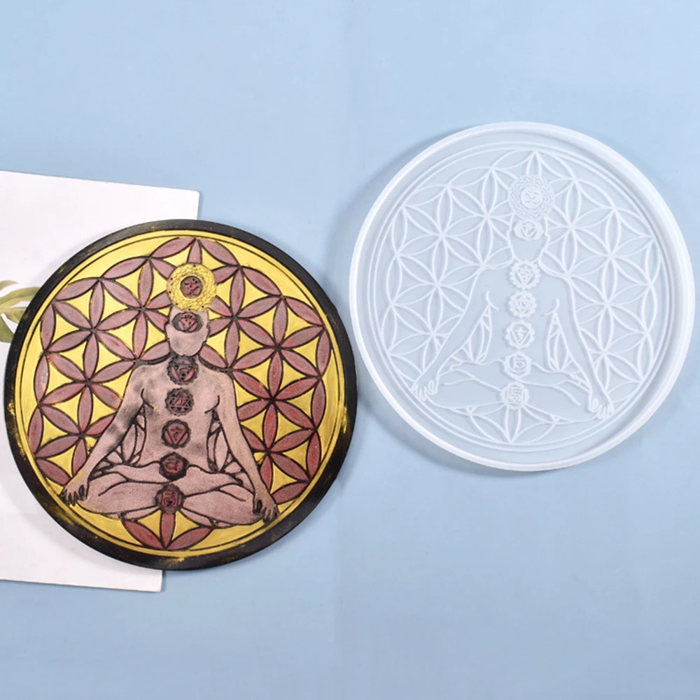 

Crystal Epoxy Resin Mold Divination Compass Meditation Portrait Round Tray Silicone Mold DIY Jewelry Accessories Tools
