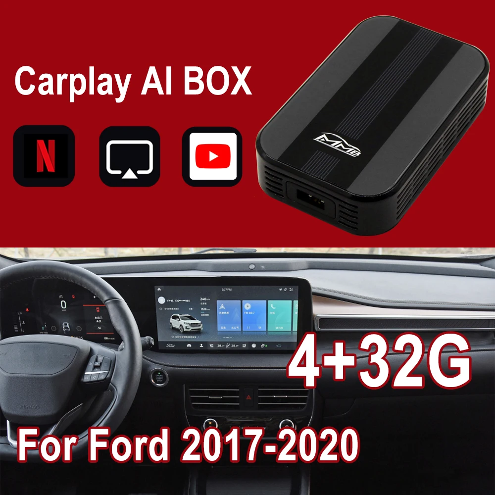 

MMB Универсальный мультимедийный Carplay Ai Box 4 + 32G Android беспроводной зеркальный видеоплеер IPhone Android телефон навигация ТВ приставка