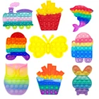 Игрушка антистрессовая с ананасами и радужными пузырьками, антистрессовая настольная игрушка для детей и взрослых, с сенсорным аутизмом, СДВГ, депрессией