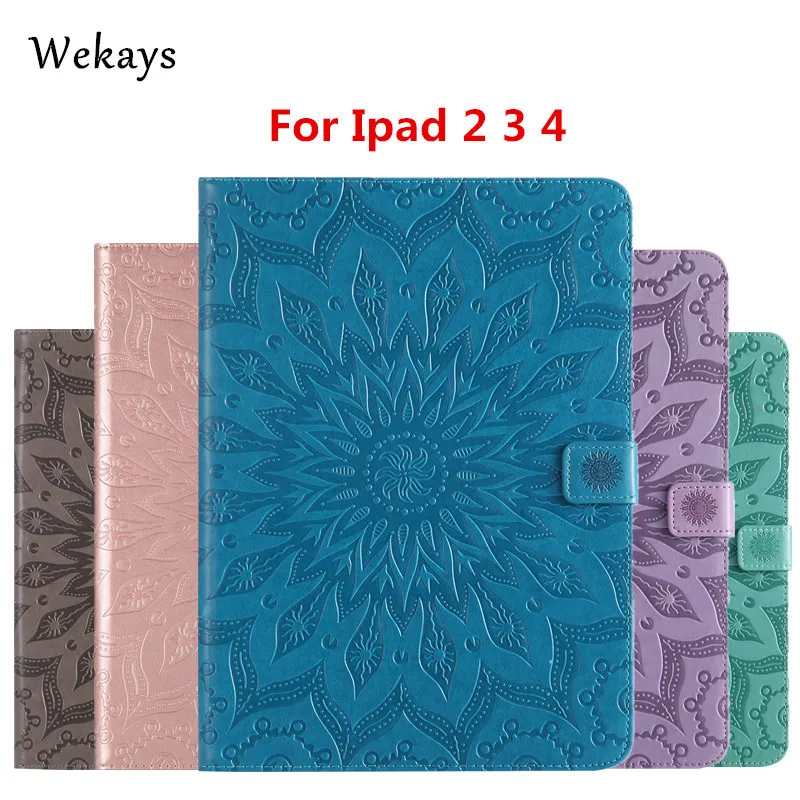 

Умный кожаный флип-чехол Wekays для Apple IPad 2 3 4 с подсолнухами, чехол для IPad 2 3 4 IPad2 IPad3 IPad4, чехлы для планшета