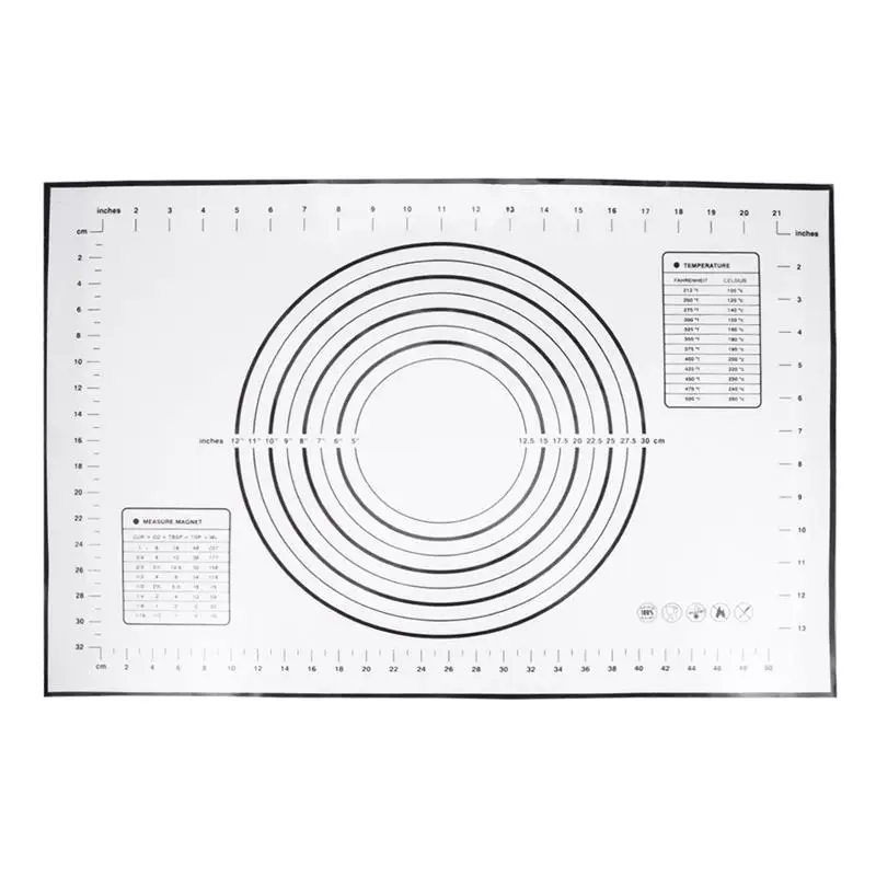 Силиконовый коврик для выпечки раскатки теста с измерениями нескользящий (60x40 см