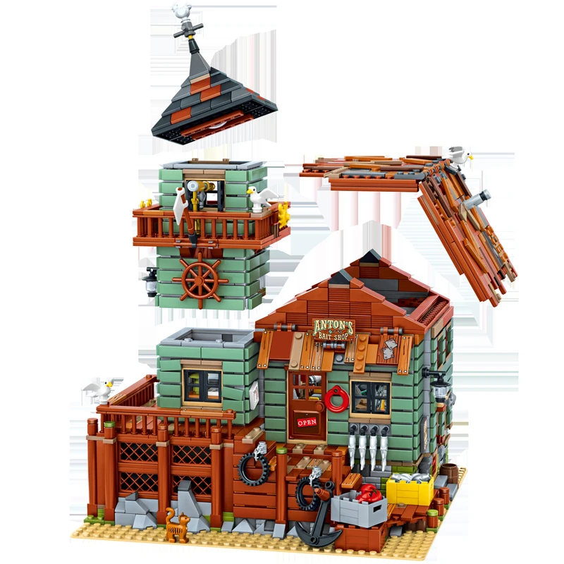 Новый SY MOC серия 16050 старый Рыболовный набор магазина совместим с Legoingly дом для