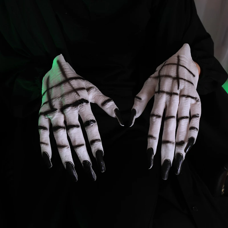 

Cosmask Halloween Horror Ghost Claw Skull Gloves Black Nail Masquerade Party Supplies Party Dress Up Horror Female White Gloves