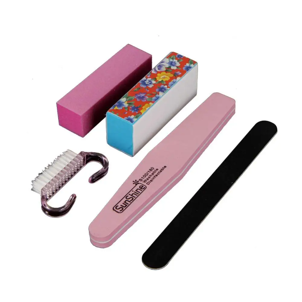 

5Pcs Manicure Nail Care Tool Set Nail Beauty Nail and Files Buffer Block Brush втирка для ногтей