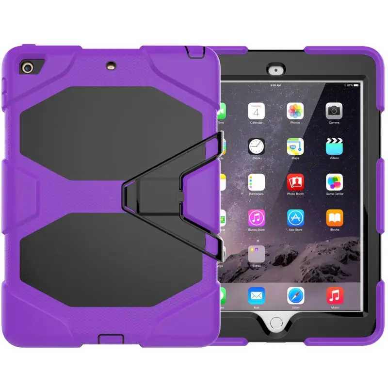 

Shockproof Silicon PC Hybrid Stand Kids Safe Tablet Cover For IPad 2 3 4 air air2 2017 2018 9.7 Case Funda Capa #S