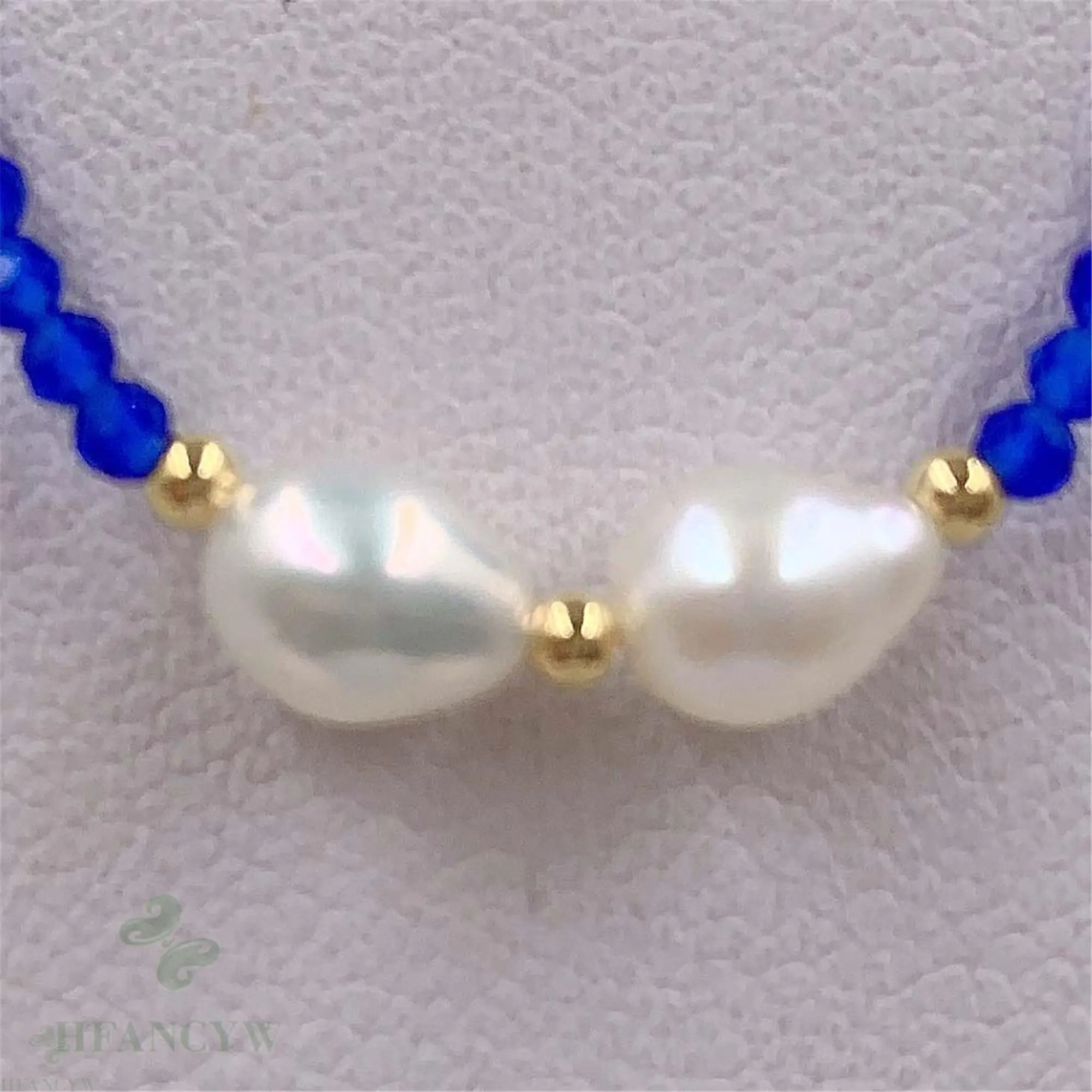 2 мм синий камень белый барокко Жемчужное ожерелье 18 дюймов аксессуары Свадебный