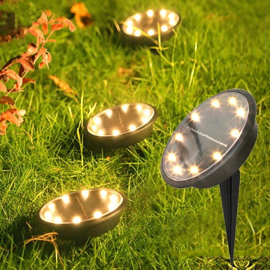 

Solar Ground Light Super Bright 10 LED Waterproof Pathway Disk Light Solar Landscape Garden Path Lawn Light for Walkway Driveway