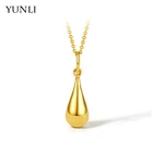 YUNLI Pure, 999 реальное золото 24K, искусственная Капля воды, дизайн с цепочкой 18K для женщин, Изящные Ювелирные изделия, подарок