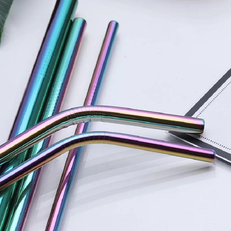 Набор многоразовых трубок из нержавеющей стали 5 шт. титановое покрытие металл 304