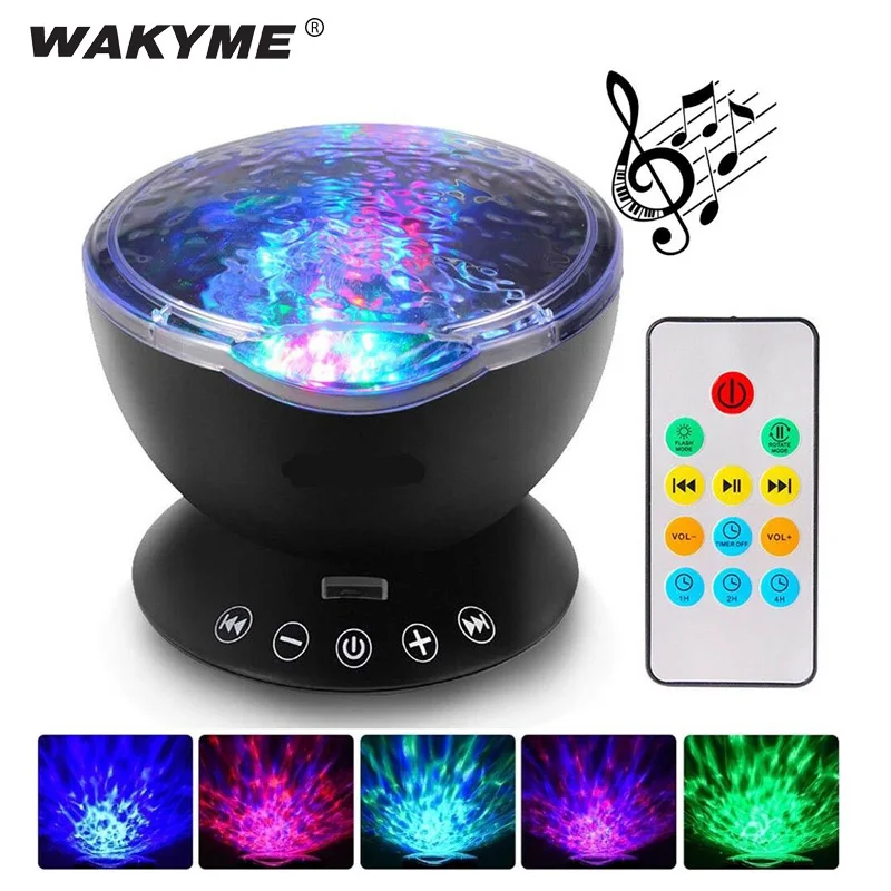 WAKYME светодиодный ночник проектор для сна расслабляющий океанская волна музыка