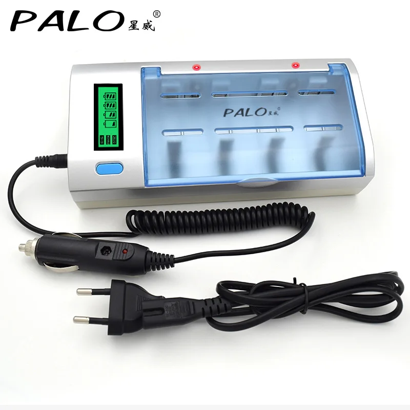 PALO, умный ЖК-дисплей, AA, AAA, C, D, 9 В, зарядное устройство, быстрая зарядка, быстрая разрядка для Ni-MH, NI-CD, AA, AAA, C, D, Размер 9 в, батарея