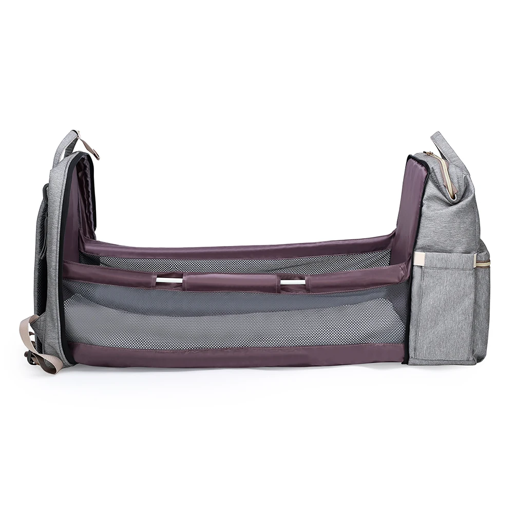 

2 in 1 Multifunctional Large-Capacity Outing Baby Diaper Bag Portable Folding Crib Mummy Bag Oxford Backpack