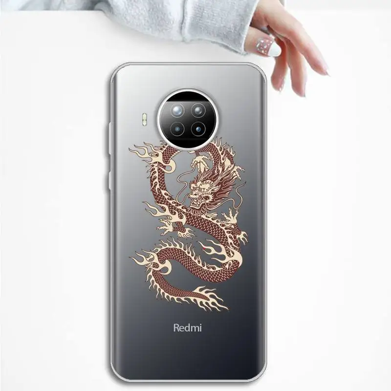 

yellow Dragon Phone Case Transparent Clear for Xiaomi Redmi note 10 t 8 9 pro lite 11