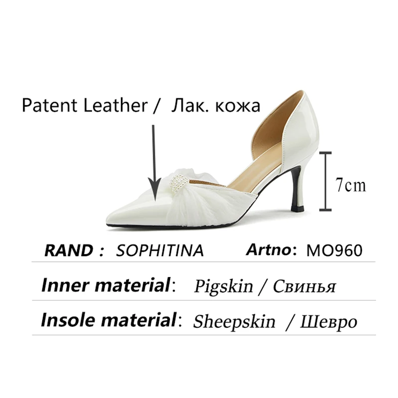 

SOPHITINA Fashion Women Pumps Pearl Premium Leather Handmade Female Shoes Thin Heels Mesh Wedding Party Elegant Lady Shoes MO960